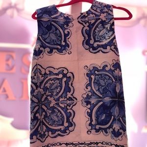 Dolce & Gabbana Girl’s Blue & White Brocade Dress